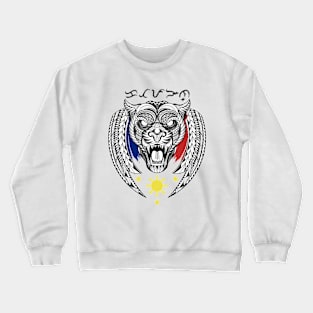 Philippine 3 Stars Sun / Tribal line Art Tiger / Black Panther / Baybayin word Katapangan (Courage) Crewneck Sweatshirt